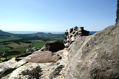 Scenic view of mountains against clear sky