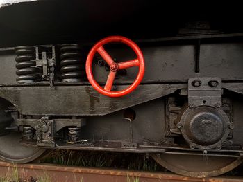 Close-up of red train