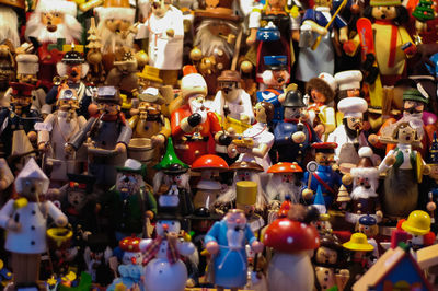 Full frame shot of various toys for sale in store during christmas