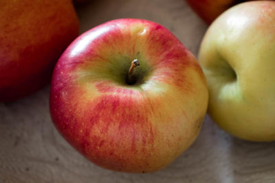 High angle view of apple on table