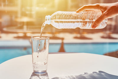 Close-up of drinking glass on table