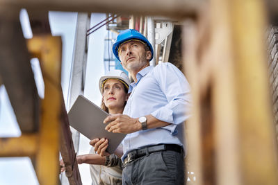 Low angle view of people working