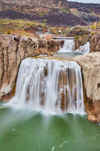 Scenic view of waterfall