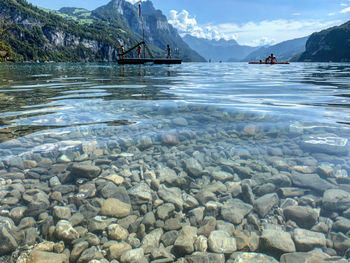 Scenic view of lake against mountains