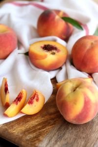 High angle view of apples on table