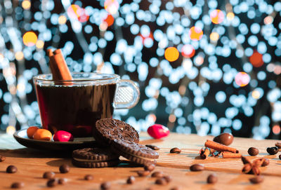 Close-up of coffee on table