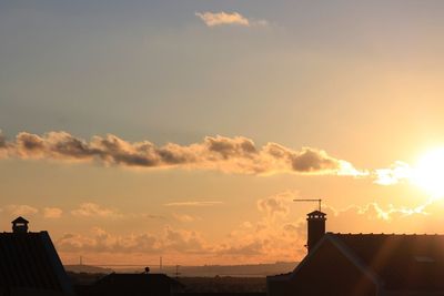 Sunset over roofs of buildings