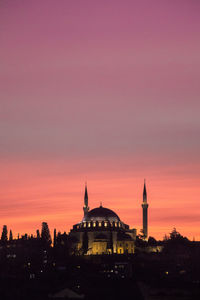 Silhouette of buildings against sky during sunset