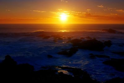 Scenic view of sea at sunset