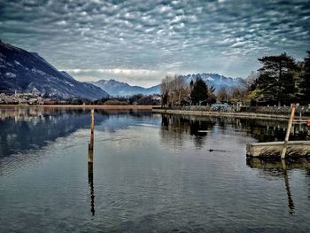 Scenic view of lake against sky