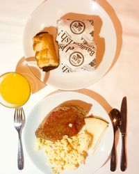 Close-up of breakfast served on table