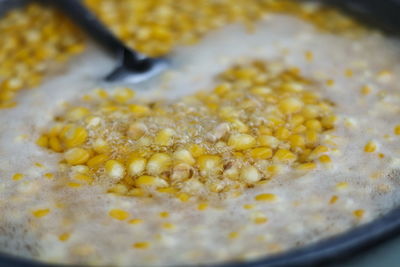 Close-up of corn kernels in plate