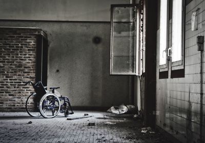 Bicycle parked outside building