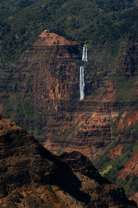 Scenic view of waimea canyon with waipoo waterfall in hawaii