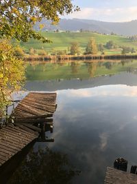 Scenic view of lake against sky