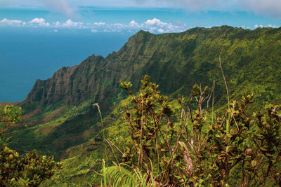 Scenic view of mountains against sky