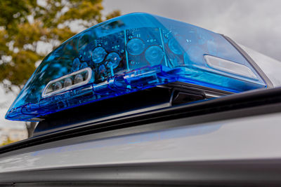 Close-up of lighting equipment on car roof