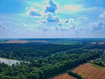 High angle view of landscape against sky