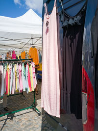 Clothes on clothesline at market