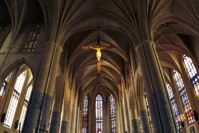 Low angle view of window in temple