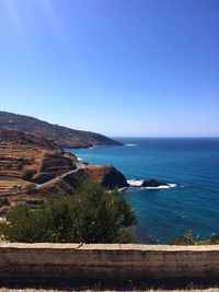 Scenic view of sea against clear sky