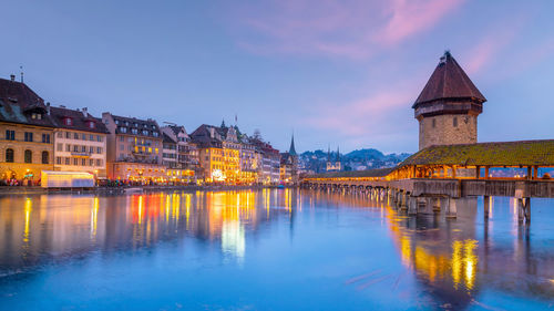 Reflection of buildings in water