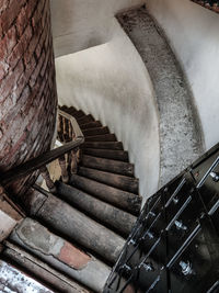 High angle view of spiral staircase