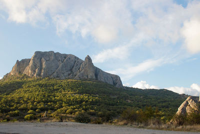 Scenic view of rocky mountains against sky