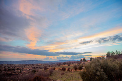 Scenic view of landscape against sky during sunset