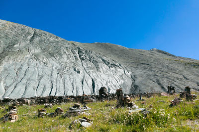 Scenic view of landscape against clear blue sky