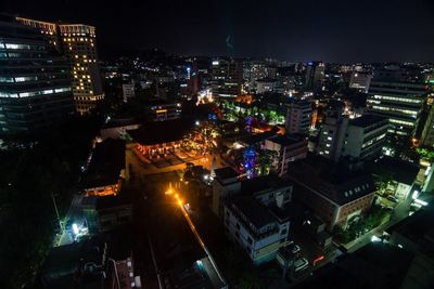 City lit up at night