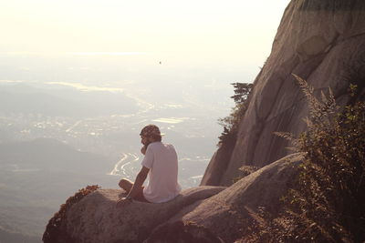 Tourists on rock formation