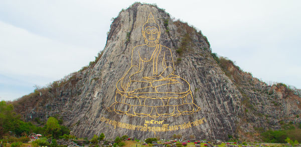 Low angle view of a buddha statue