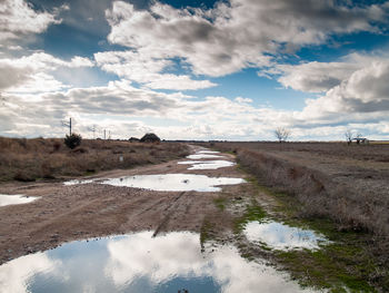 Scenic view of land against sky