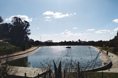 Scenic view of lake against sky