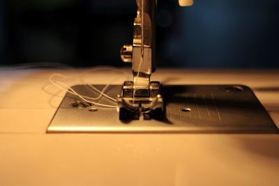 Close-up of sewing machine