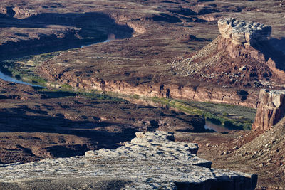 High angle view of rock formations