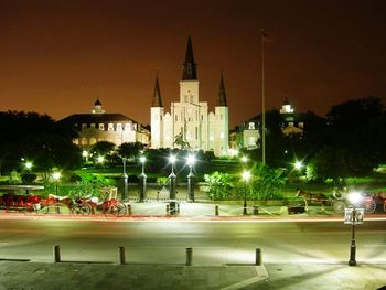 City lit up at night