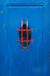 Blue hastag door