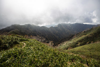 Scenic view of mountains against sky