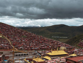 High angle view of townscape against sky