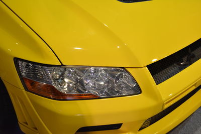 High angle view of yellow car