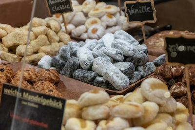 Heap of food for sale at market stall