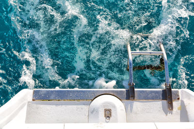 High angle view of swimming pool by sea