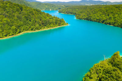 Aerial view of the plitvice lakes national park, croatia