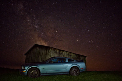 Car against sky at night