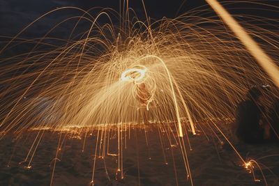 Firework display at night