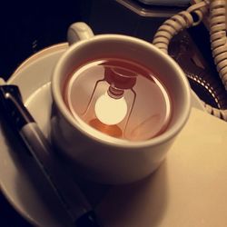 High angle view of coffee on table