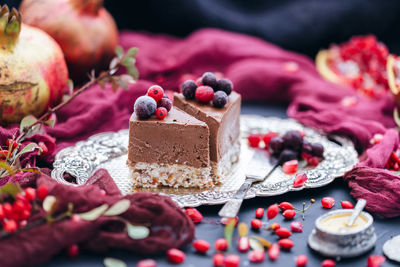 Close-up of cake on table