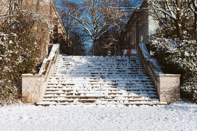 Snow covered staircase